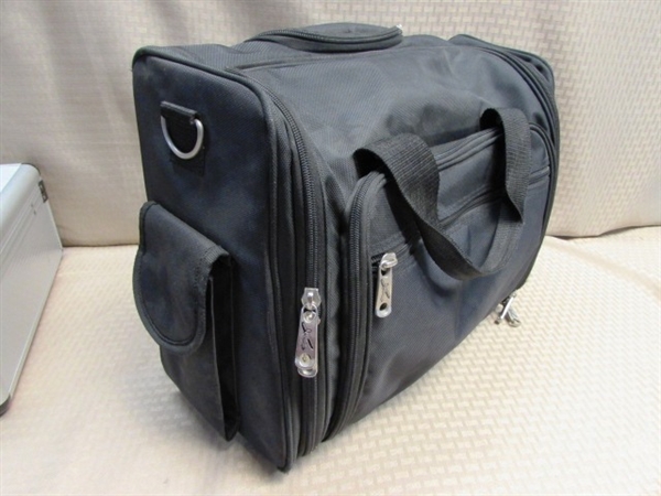 GREAT FOR TRAVELING ON BUSINESS TRIPS, TO & FROM THE OFFICE OR ? ? ? NICE BRIEFCASE ON WHEELS & HARD SIDE METAL CASE