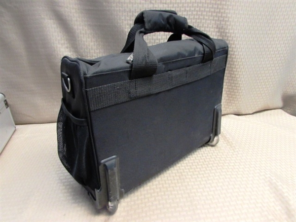 GREAT FOR TRAVELING ON BUSINESS TRIPS, TO & FROM THE OFFICE OR ? ? ? NICE BRIEFCASE ON WHEELS & HARD SIDE METAL CASE