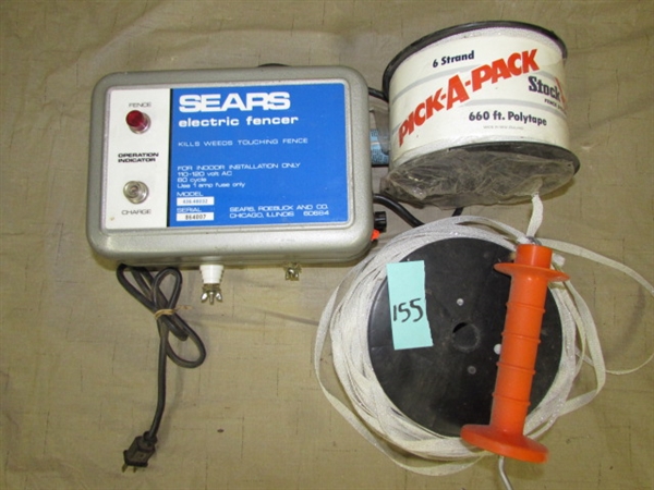 SEARS ELECTRIC FENCE & ELECTRIC FENCE TAPE WITH GATE HANDLE