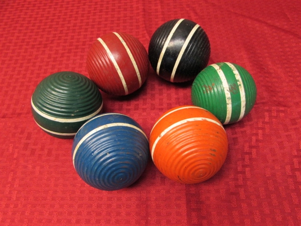 SIX VINTAGE CROQUET BALLS