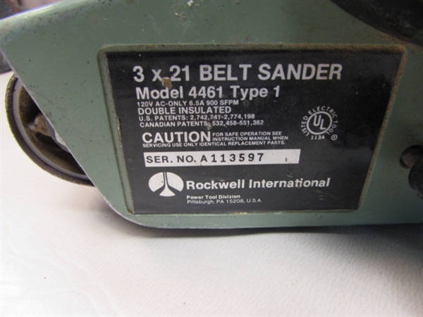 POWER TOOLS HEAVY DUTY BELT SANDER-SKILL ELECTRIC DRILL-CRAFTSMAN SOLDERING IRON & MORE.