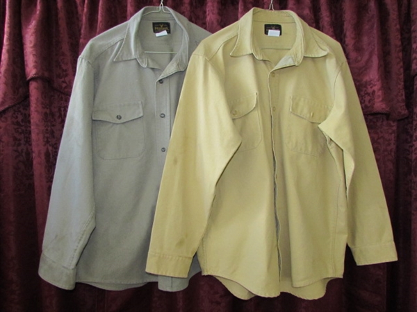 TWO DEERSKIN BRAND 100% COTTON MEN'S WORK SHIRTS 