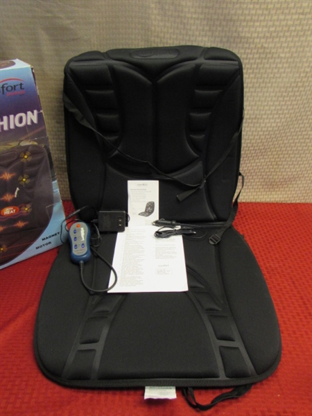 HIS & HERS MASSAGING SEAT CUSHIONS-NIB HOMEDICS SHIATSU & LIKE NEW COMFORT PRODUCTS CUSHION