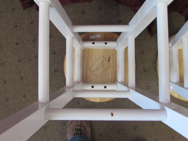 TWO VERY STURDY SOLID WOOD STOOLS