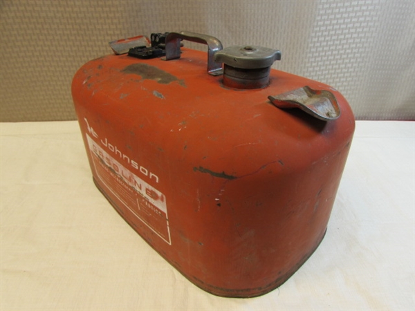 VINTAGE JOHNSON FIVE GALLON GASOLINE CAN