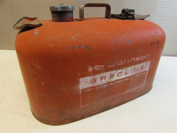 VINTAGE JOHNSON FIVE GALLON GASOLINE CAN