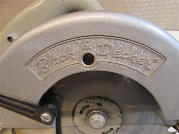 IN GOOD CONDITION  BLACK & DECKER CIRCULAR SAW IN A METAL STORAGE BOX