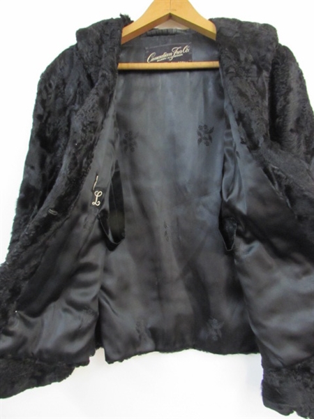 ELEGANT BLACK TEXTURED FUR/LEATHER WOMEN'S JACKET 