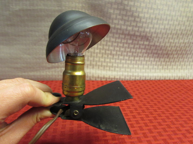 Antique Leviton Lamp . Metal Clip on Utility Lamp . Metal 