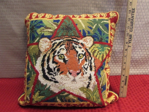 WELCOME TO THE JUNGLE-WONDERFUL CROSS STITCH JUNGLE TIGER THROW PILLOW