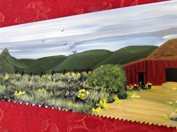 HAND PAINTED HAND SAW  WITH COUNTRY SCENE