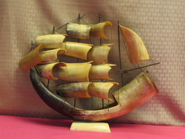 COOL DECORATIVE SAILING SHIP MADE OF HORN