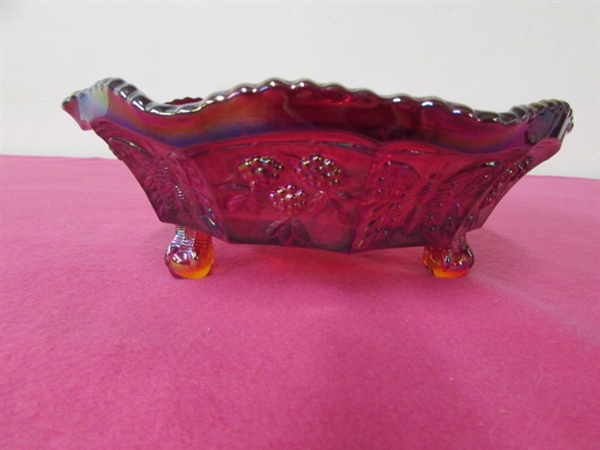 EXTREMLEY TASTEFUL RED FENTON CARNIVAL GLASS DISH