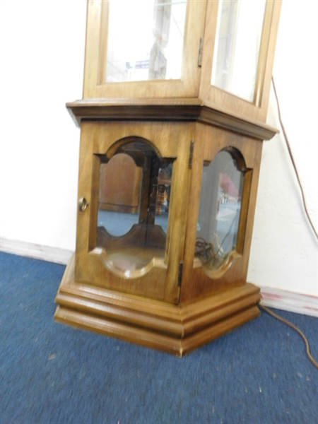 CURIO CABINET WITH GLASS SHELVES & LIGHTS