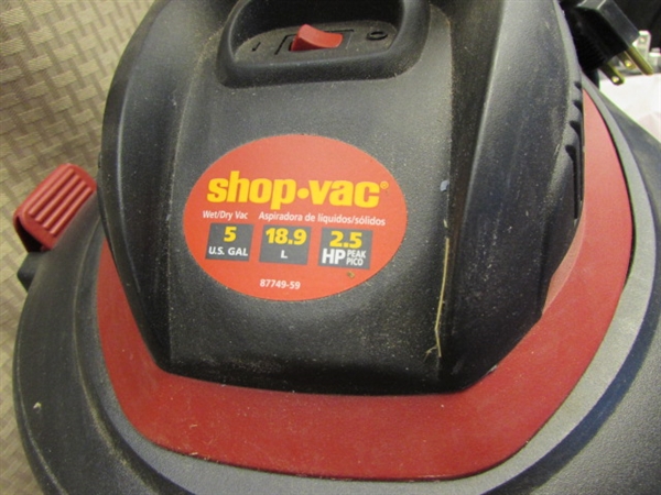 POWERFUL STAINLESS STEEL 5 GALLON WET/DRY SHOP VAC/BLOWER