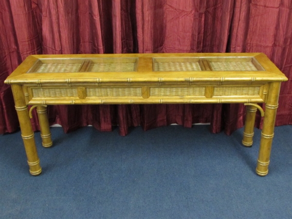 PRETTY POLYNESIAN LOOK WOOD HALL/SOFA TABLE