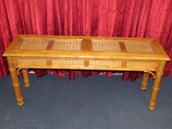 PRETTY POLYNESIAN LOOK WOOD HALL/SOFA TABLE