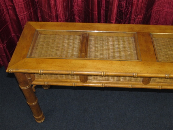 PRETTY POLYNESIAN LOOK WOOD HALL/SOFA TABLE