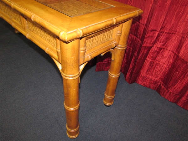 PRETTY POLYNESIAN LOOK WOOD HALL/SOFA TABLE