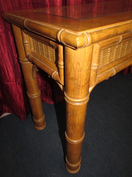 PRETTY POLYNESIAN LOOK WOOD HALL/SOFA TABLE