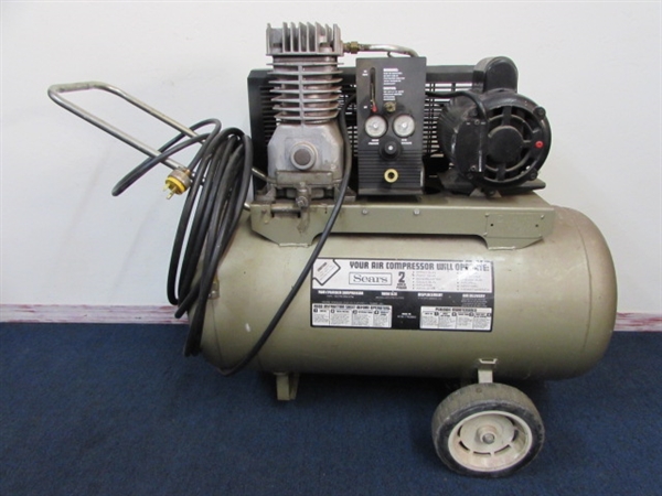 SEARS 2 HP AIR COMPRESSOR WITH A TWENTY GALLON TANK