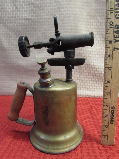 Lot Detail Antique Brass Otto Bernz Co Blow Torch With Wood Handle