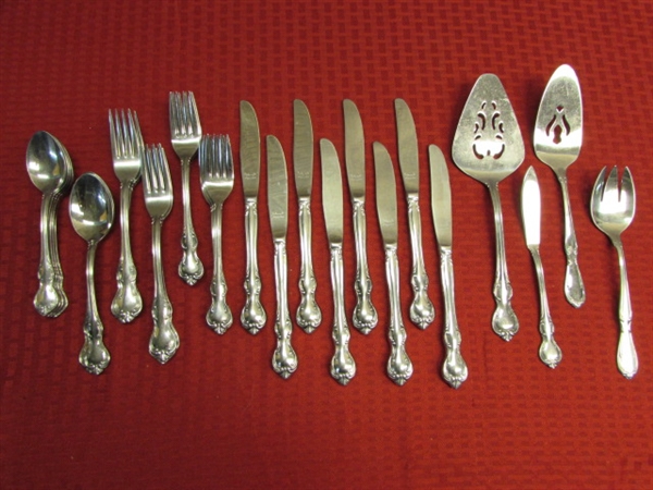 ELEGANT REBACRAFT STAINLESS STEEL FLATWARE- 6 PLACE SETTINGS, SERVING UTENSILS & EXTRAS