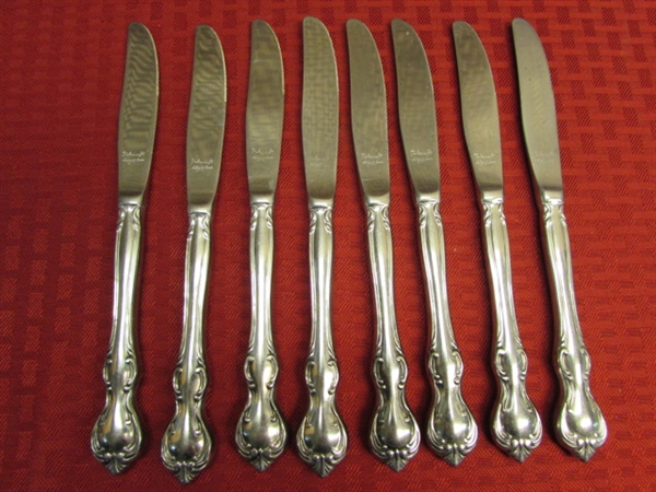 ELEGANT REBACRAFT STAINLESS STEEL FLATWARE- 6 PLACE SETTINGS, SERVING UTENSILS & EXTRAS