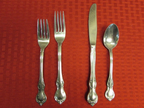 ELEGANT REBACRAFT STAINLESS STEEL FLATWARE- 6 PLACE SETTINGS, SERVING UTENSILS & EXTRAS