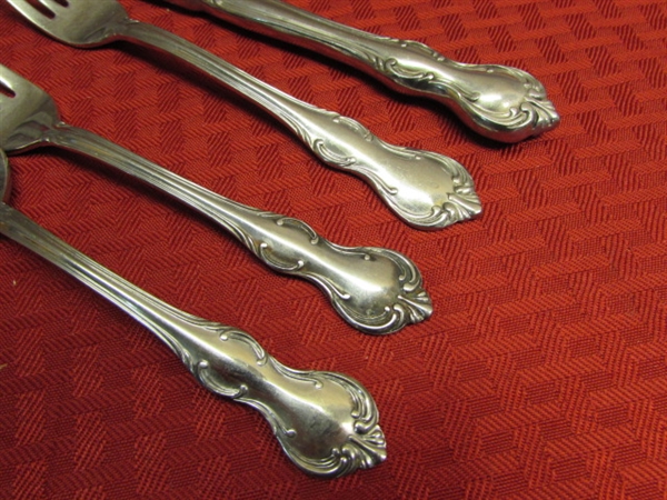 ELEGANT REBACRAFT STAINLESS STEEL FLATWARE- 6 PLACE SETTINGS, SERVING UTENSILS & EXTRAS