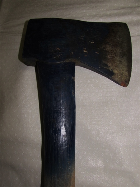 STURDY AX & TWO VINTAGE STEEL SPLITTING WEDGES