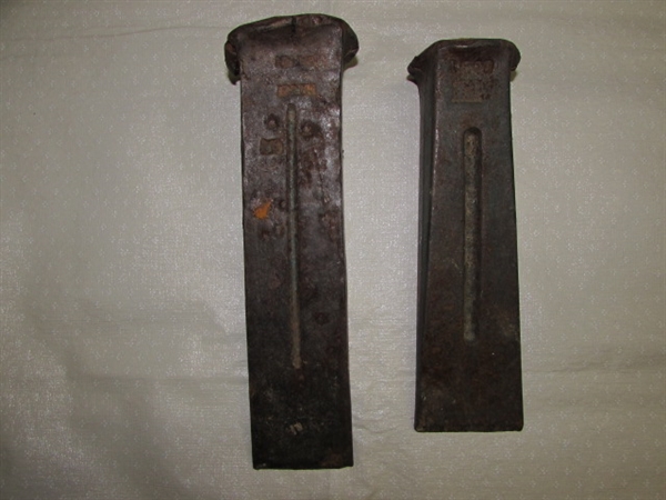 STURDY AX & TWO VINTAGE STEEL SPLITTING WEDGES