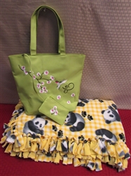 CUDDLY FLEECE PANDA THROW BLANKET & BEAUTIFUL EMBROIDERED HUMMING BIRD BAG WITH BUILT IN WALLET