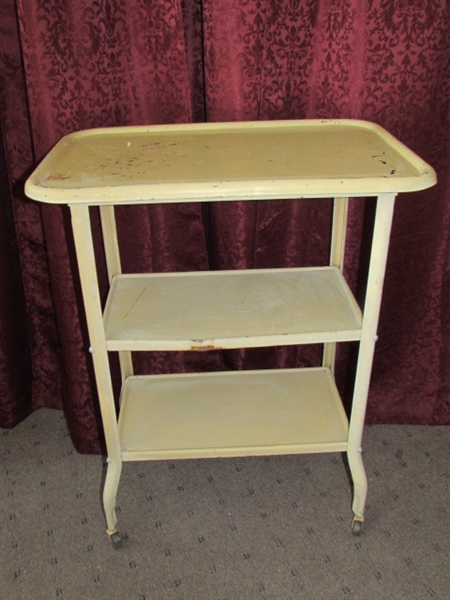 VINTAGE METAL THREE TIER UTILITY CART