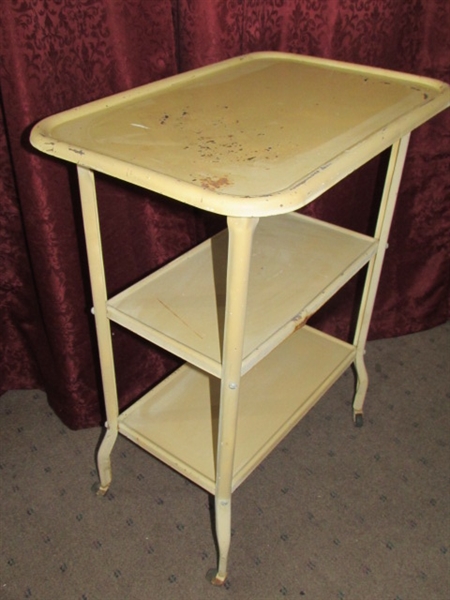 VINTAGE METAL THREE TIER UTILITY CART