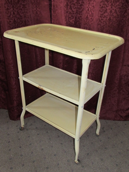 VINTAGE METAL THREE TIER UTILITY CART