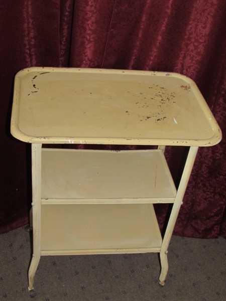 VINTAGE METAL THREE TIER UTILITY CART