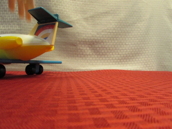 TWO FUN FISHER PRICE LITTLE PEOPLE AIRPLANES WITH PILOTS & PASSENGERS & A 1980 WEEBLE AIR PLANE