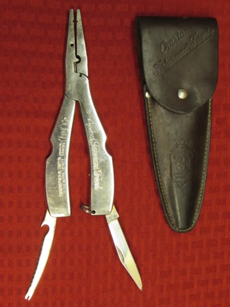 GERMAN MADE OVERLAND FISHERMAN'S FRIEND MULTI TOOL FISHING KNIFE & PLIERS IN LEATHER SHEATH