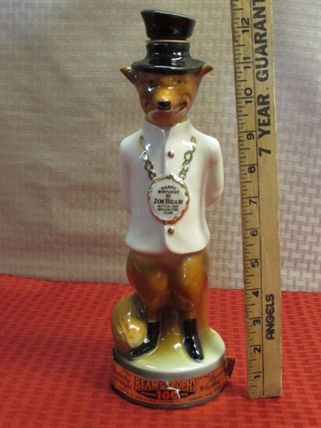 HAPPY BIRTHDAY JIM BEAM! VINTAGE SLY FOX BEAM'S TROPHY BOTTLE