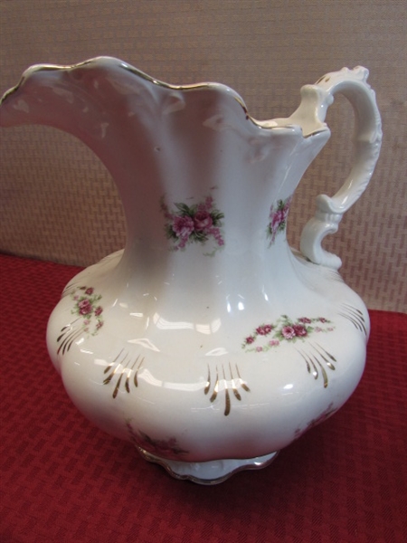 ANTIQUE  LARGE SEVRES PORCELAIN WASH BASIN & PITCHER