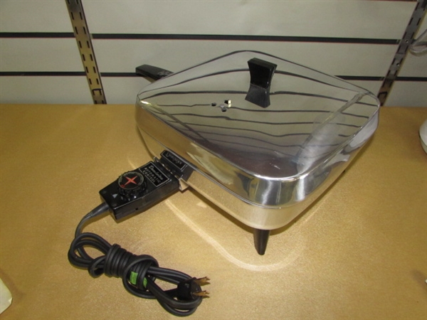 NEVER USED DOMINION ELECTRIC FRY SKILLET W/ BAKELITE HANDLES & LEGS & BLACK & DECKER QUICK & EASY FOOD PROCESSOR