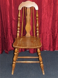CHARMING WOOD CHAIR WITH TURNED LEGS & SPINDLES & UNIQUE BACK REST