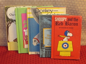 VINTAGE HARDBACK CHILDRENS BOOKS-SNOOPY & THE RED BARON, DONKEY DONKEY AND MORE!