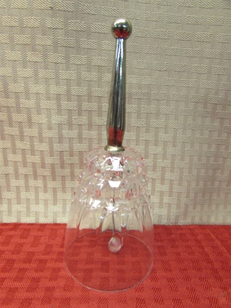 ELEGANT CRYSTAL & SILVER HANDLED BELL