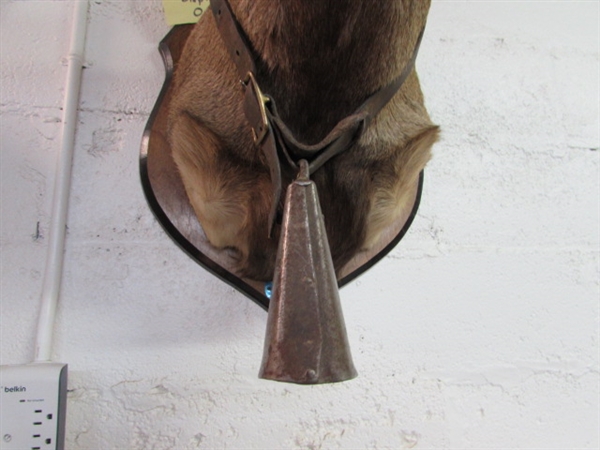 VINTAGE COWBELL WITH LEATHER NECK STRAP