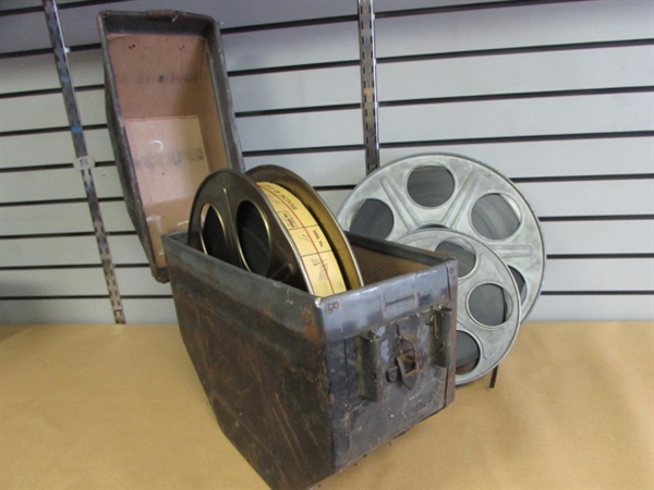 LAST FILM REELS OF THE GOLDEN COACH 1950'S MOVIE & ORIGINAL METAL STORAGE, CARRY BOX