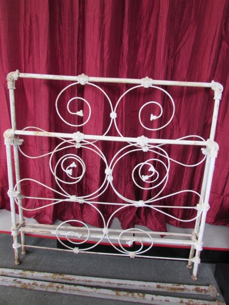 GORGEOUS! ANTIQUE FULL IRON BED FRAME FROM LOCAL MONTAGUE RANCH