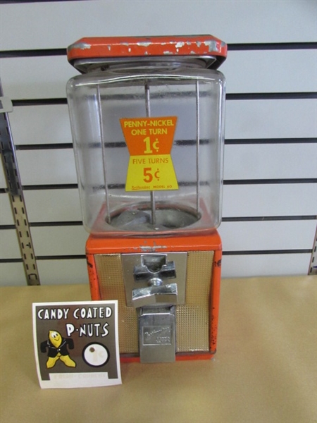 NORTHWESTERN MODEL 60 PENNY/1 TURN, NICKEL/5 TURNS VENDING GUMBALL MACHINE