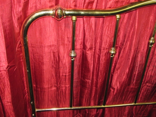 Lot Detail - BRASS FINISH QUEEN SIZE BED WITH RAILS, HAS ...